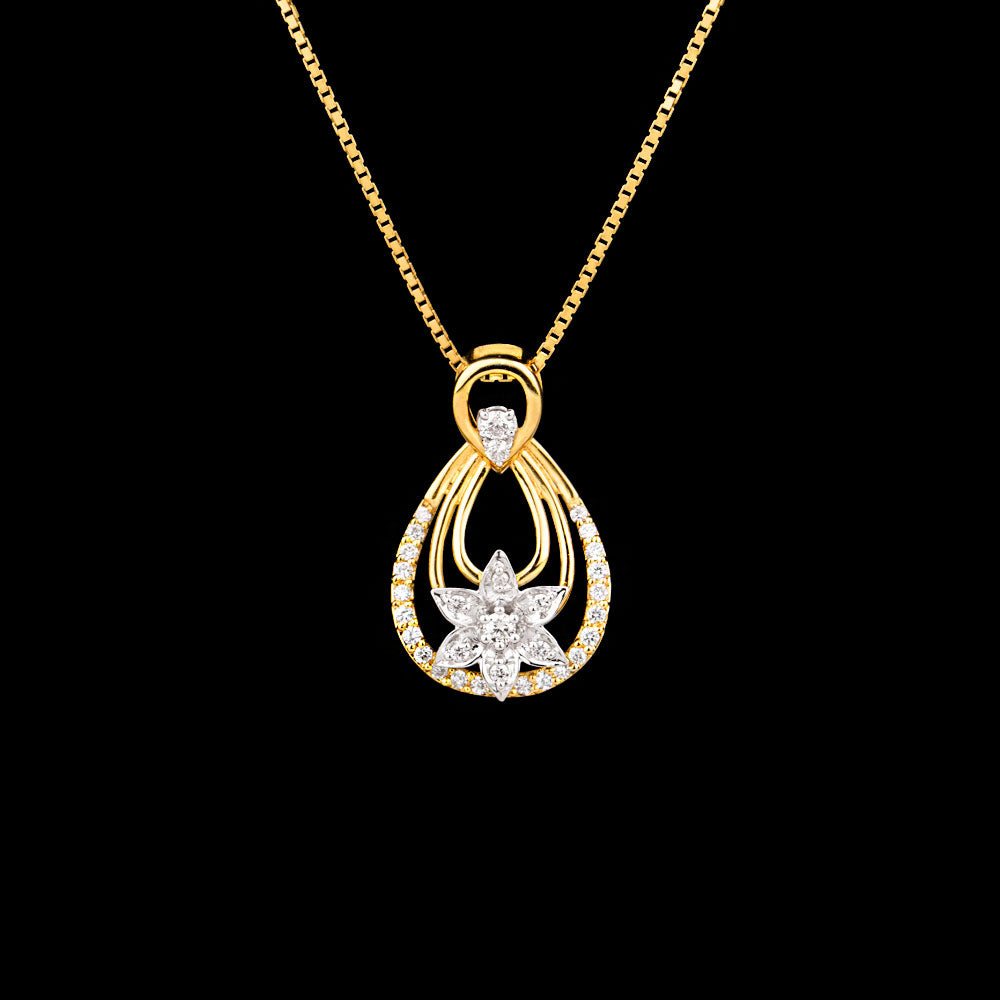 14K Two Tone Gold Diamond Pendant - 0.23ct VVS-VS-GH