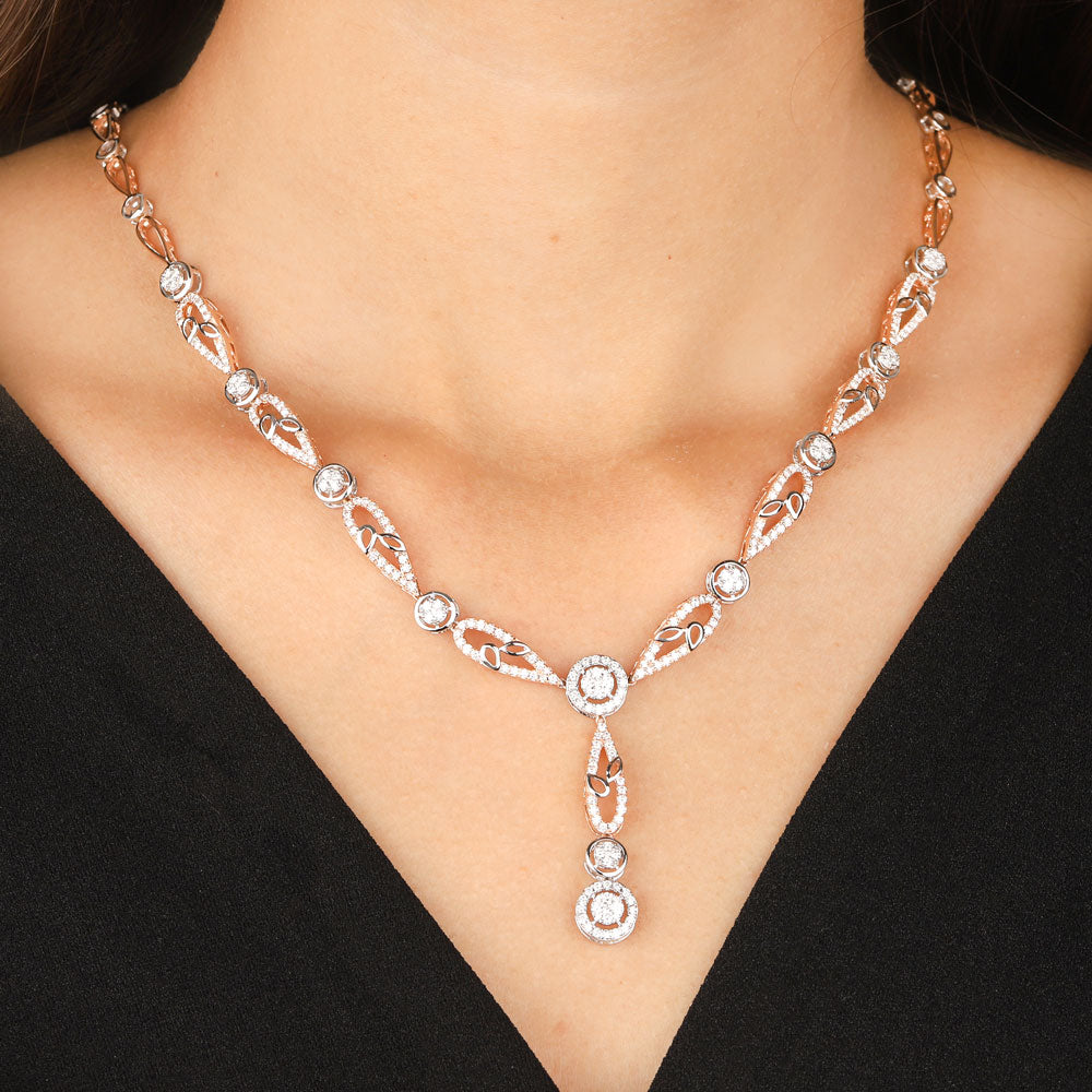 14K Two Tone Gold Diamond Necklace - 2.23ct VVS-VS-GH