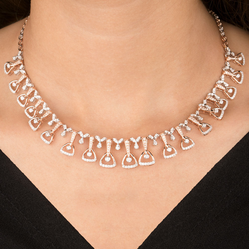 14K Two Tone Gold Diamond Necklace - 3.53ct VVS-VS-GH