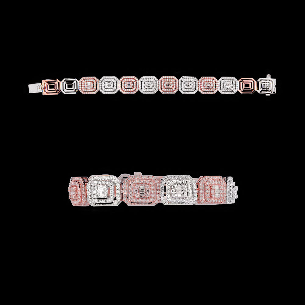 14K Two Tone Gold Diamond Bracelet - 4.88ct VVS-VS-GH