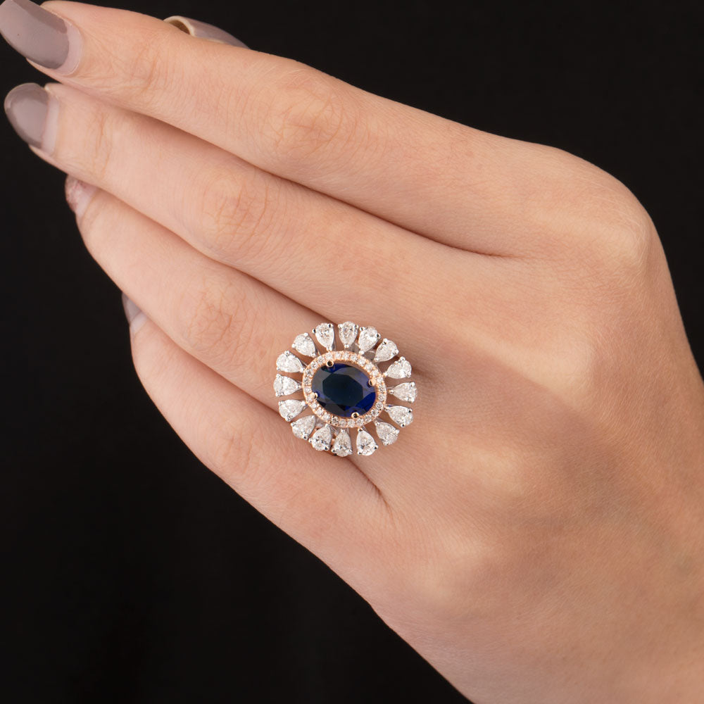 18K Two Tone Gold Diamond Ring - 1.527ct VS-SI-GH with Colour Stones