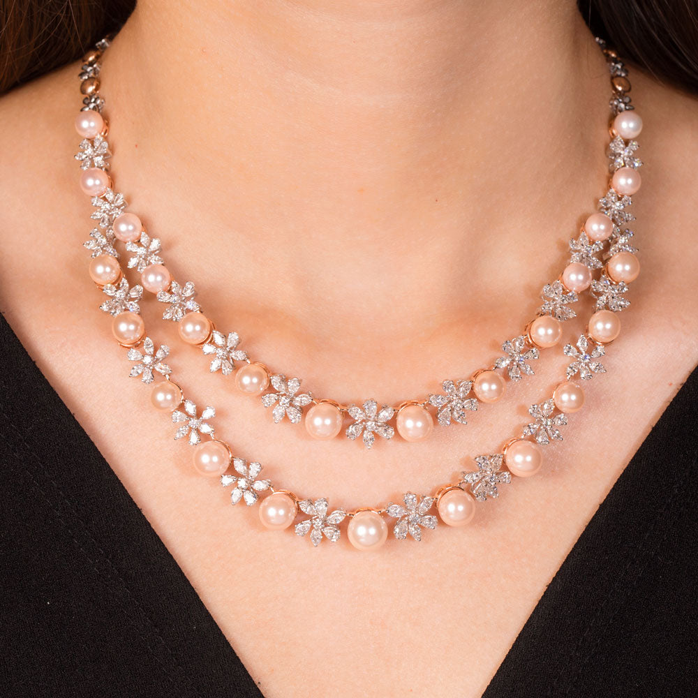 18K Two Tone Gold Diamond Necklace - 11.622ct VVS-VS-GH with Colour Stones