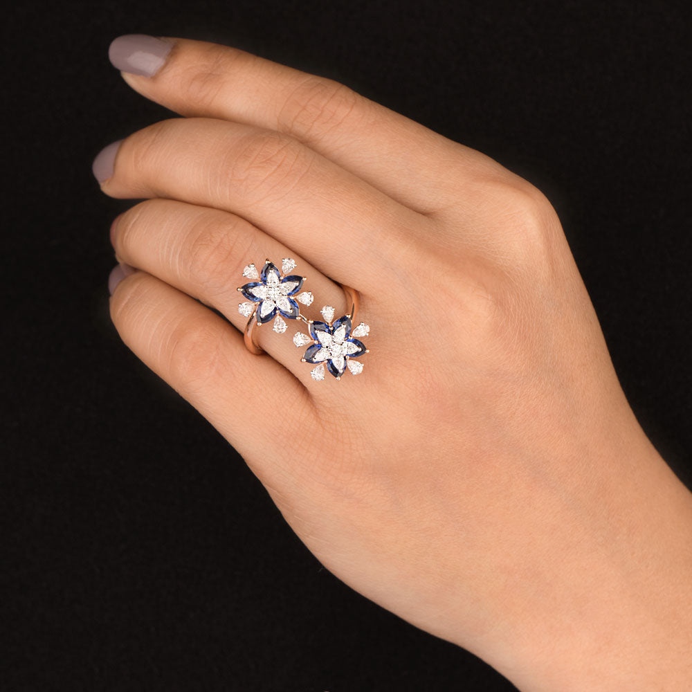 18K Two Tone Gold Diamond Ring - 1ct VS-SI-EF with Colour Stones