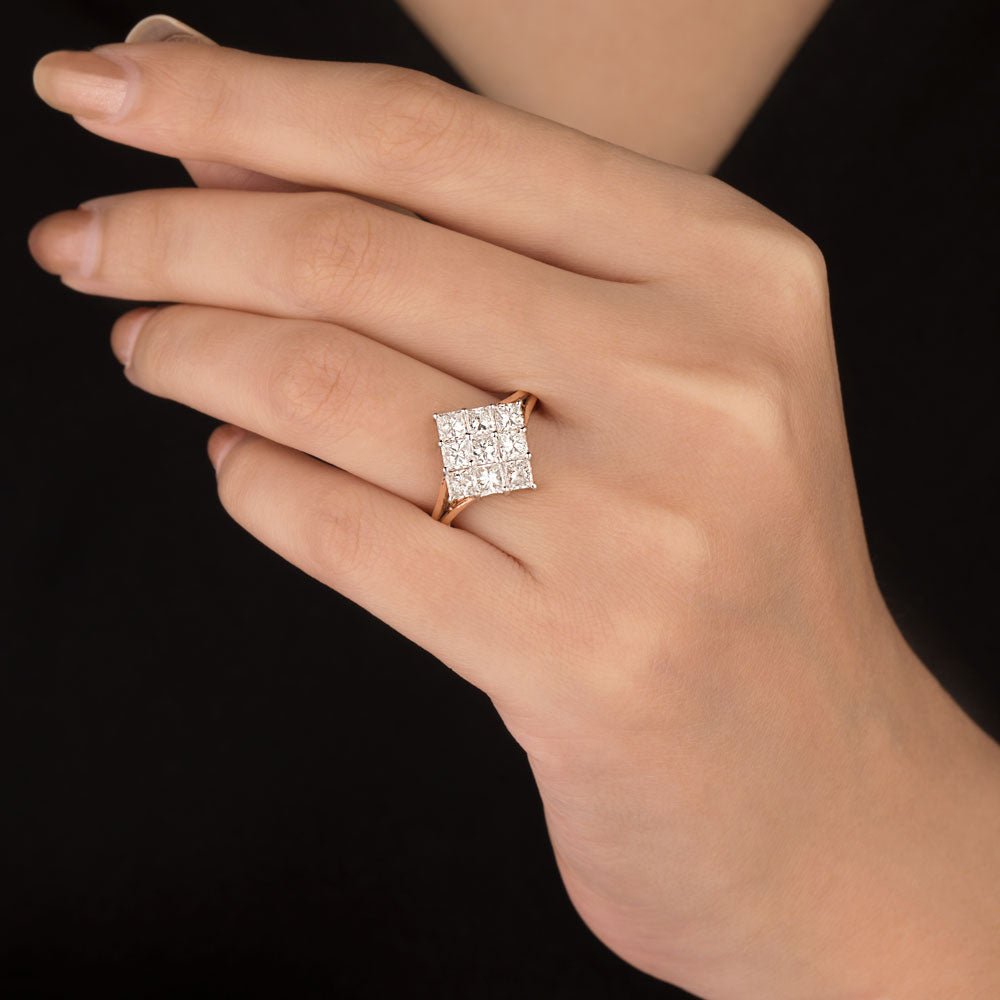 18K Two Tone Gold Diamond Ring - 1.7ct VVS-VS-GH