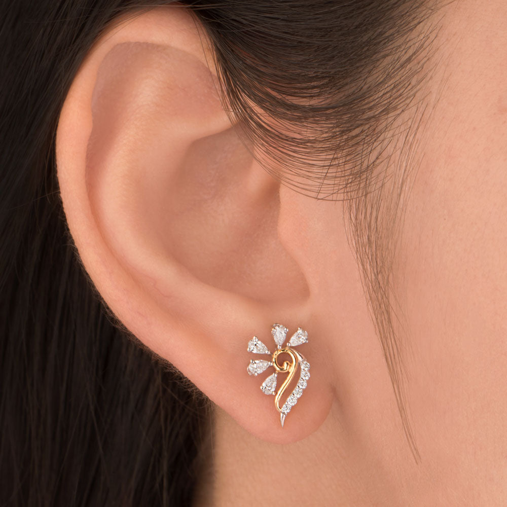 18K Two Tone Gold Diamond Earrings - 0.432ct VVS-VS-EF