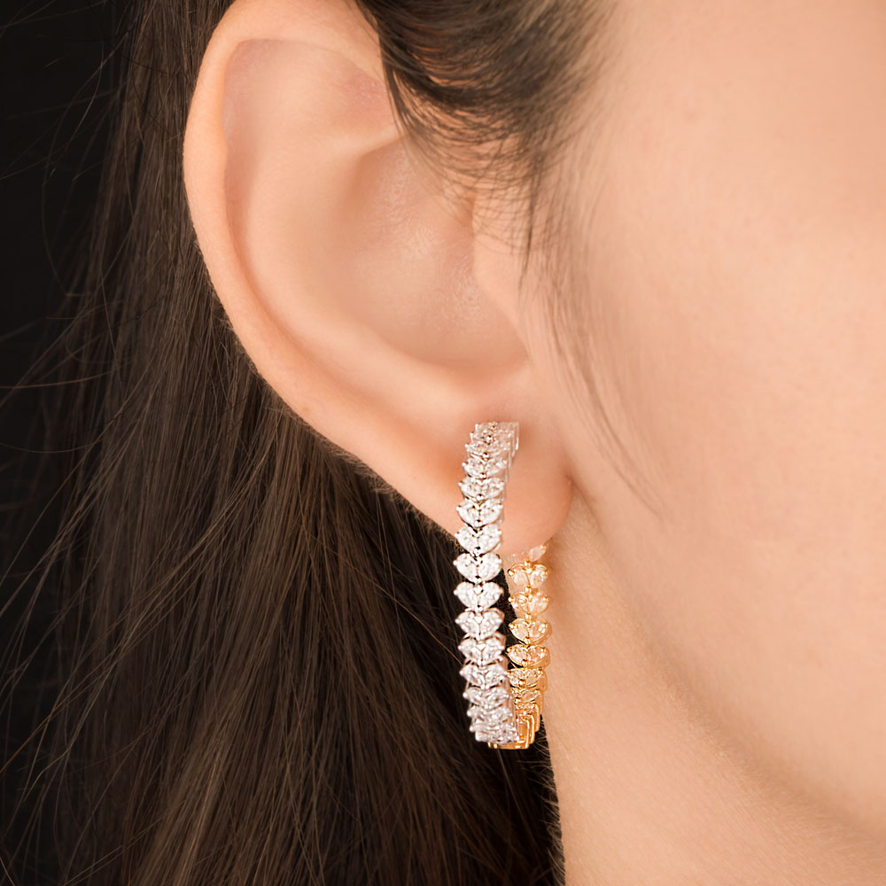 18K Two Tone Gold Diamond Earrings - 2.095ct VVS-VS-EF with Colour Stones