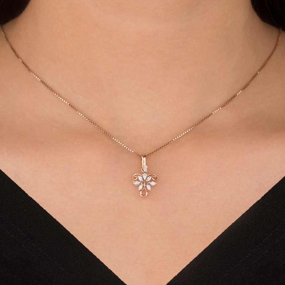 18K Two Tone Gold Diamond Pendant - 0.185ct VVS-EF