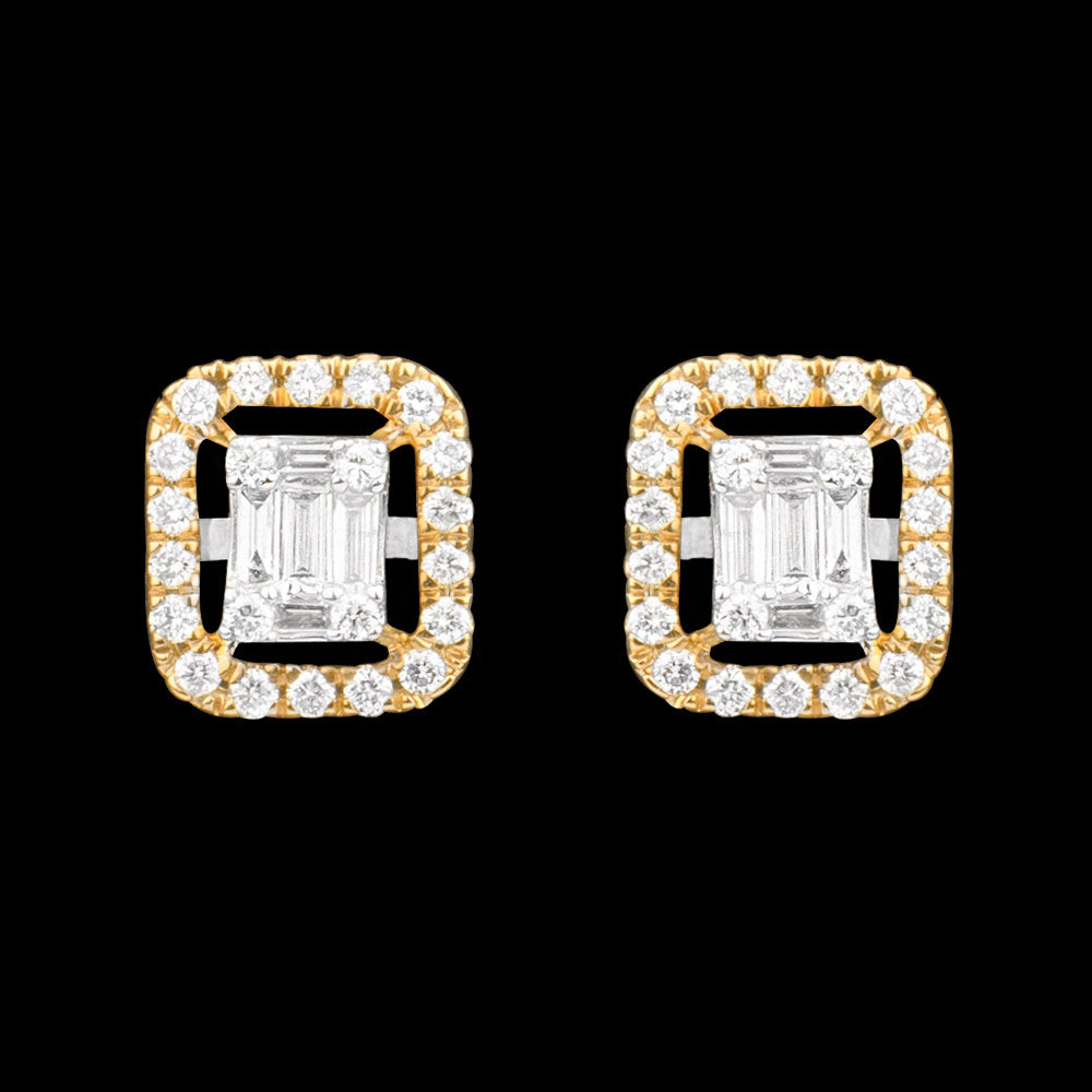 14K Two Tone Gold Diamond Earrings - 0.31ct SI-IJ