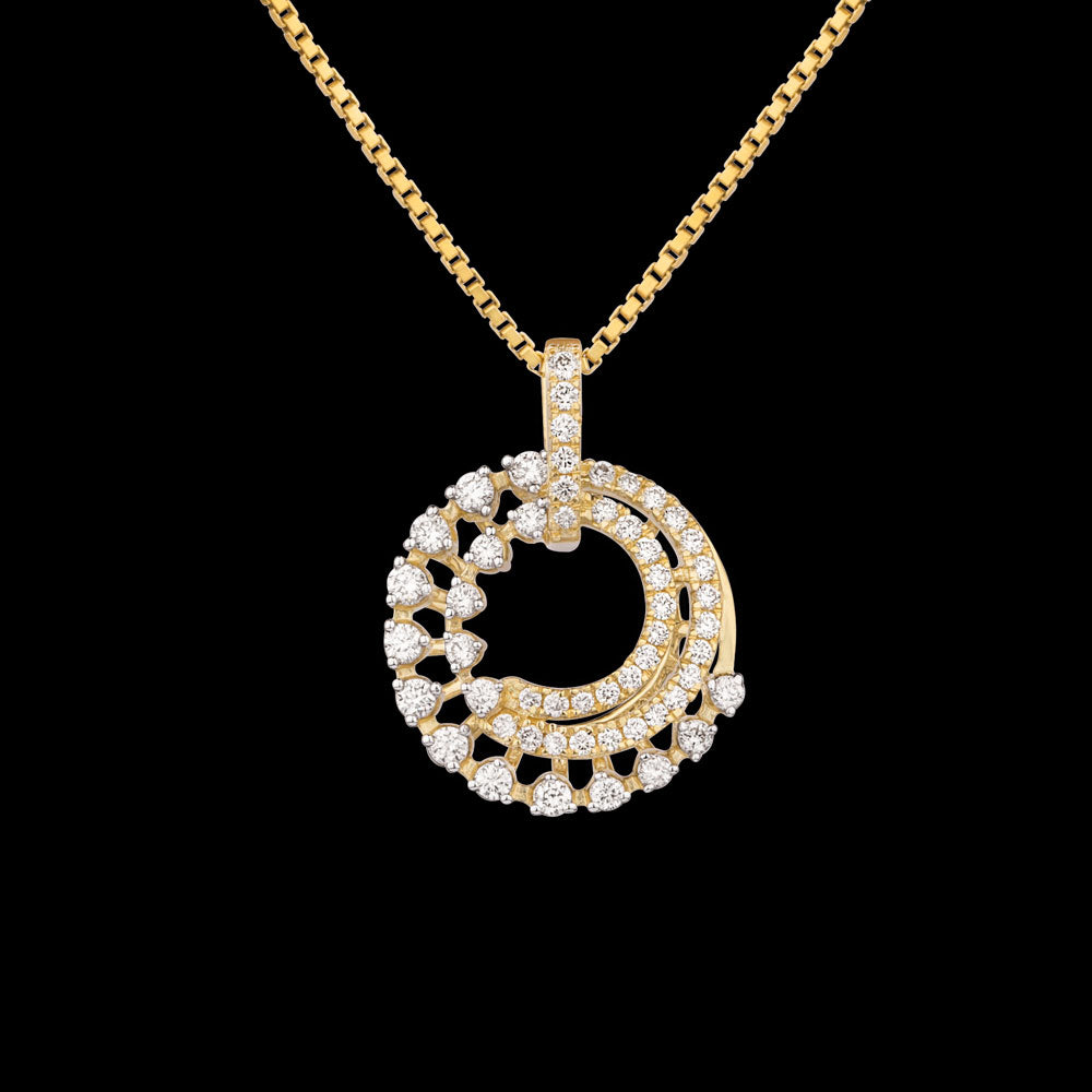 14K Two Tone Gold Diamond Pendant - 0.341ct VVS-VS-HI
