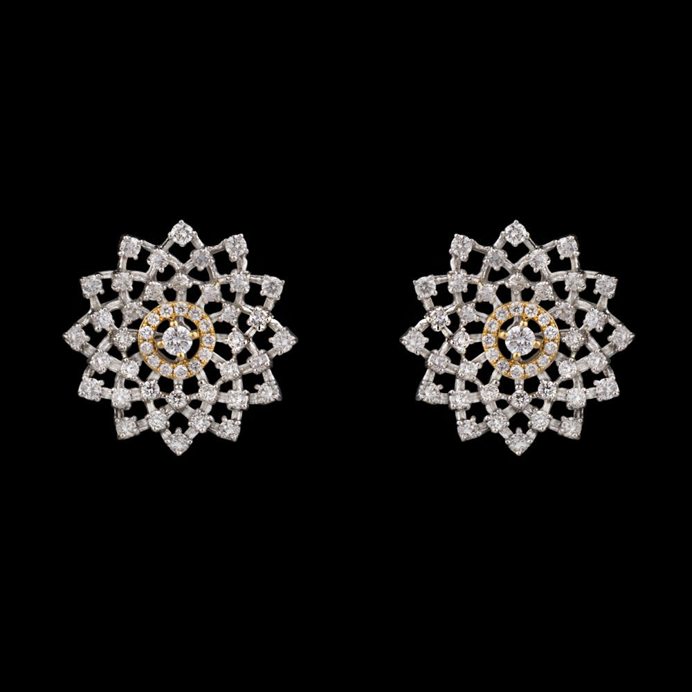 18K Two Tone Gold Diamond Earrings - 1.16ct VS-GH
