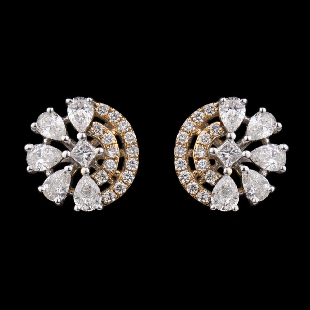 14K Two Tone Gold Diamond Earrings - 0.93ct VS-GH
