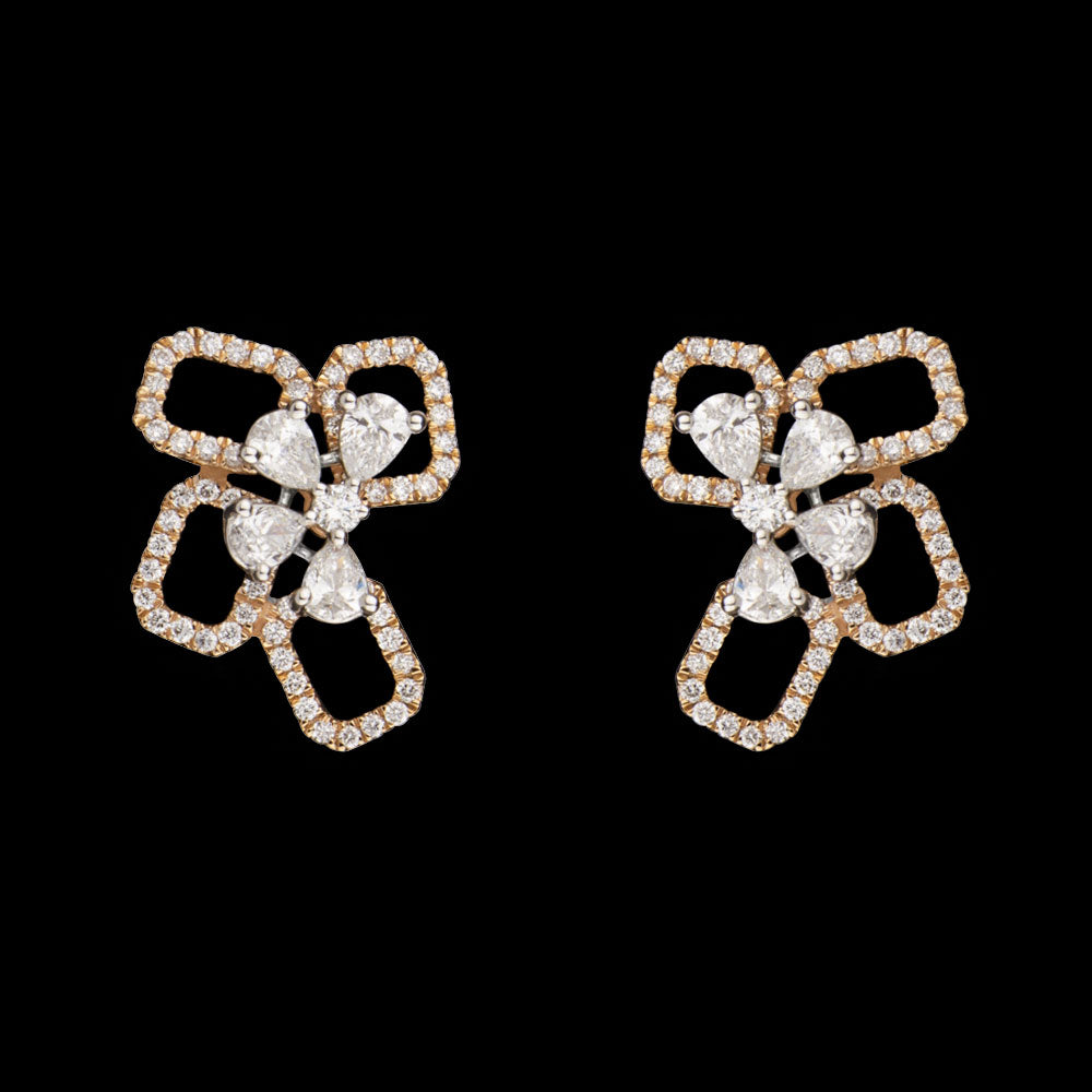 14K Two Tone Gold Diamond Earrings - 1.19ct VS-FG