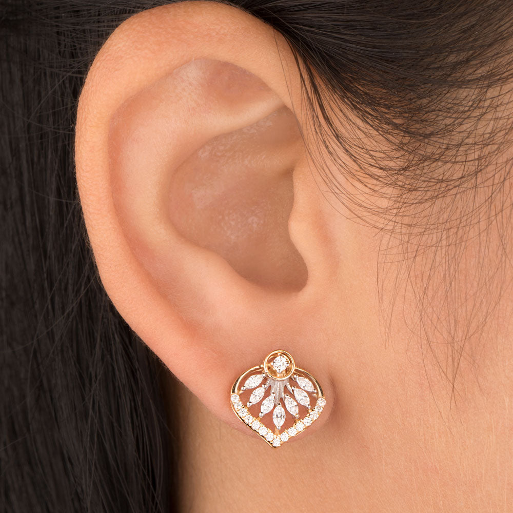 18K Two Tone Gold Diamond Earrings - 0.507ct VVS-EF