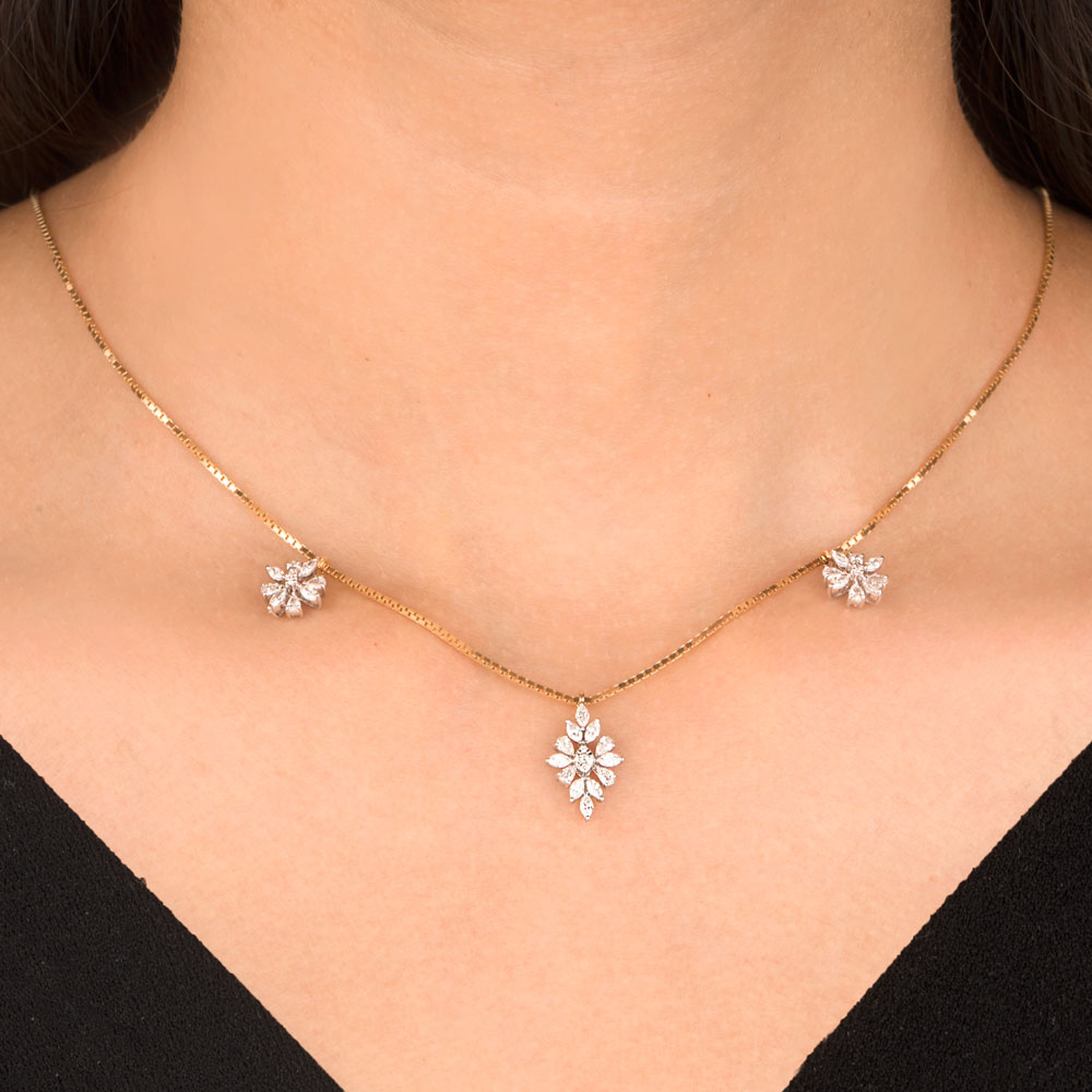 18K Two Tone Gold Diamond Necklace - 0.872ct VVS-EF