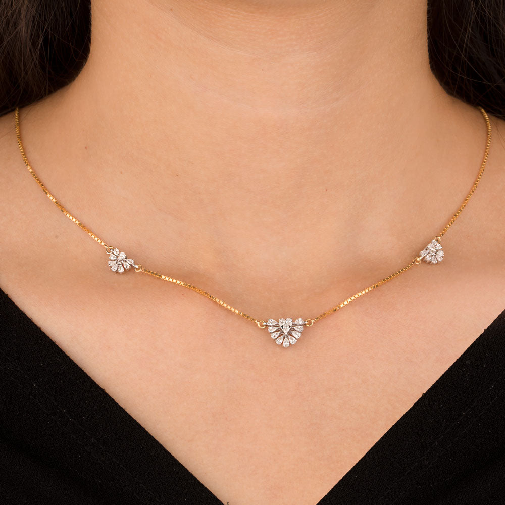 18K Two Tone Gold Diamond Necklace - 0.733ct VVS-EF