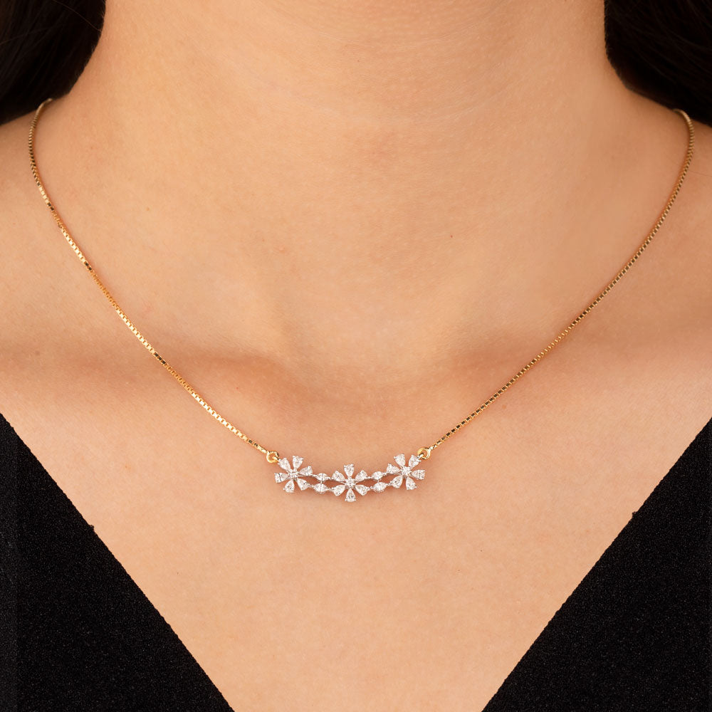 18K Two Tone Gold Diamond Necklace - 0.587ct VVS-EF