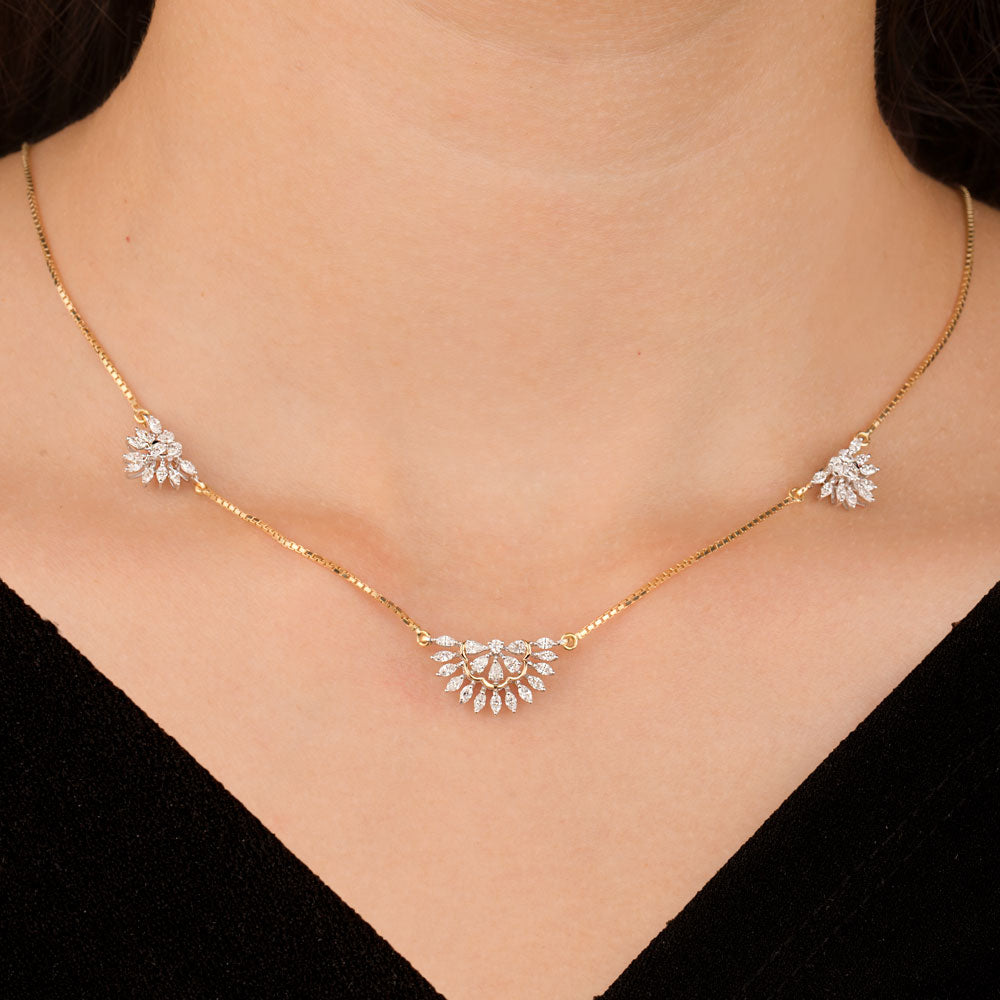 18K Two Tone Gold Diamond Necklace - 0.848ct VVS-VS-EF