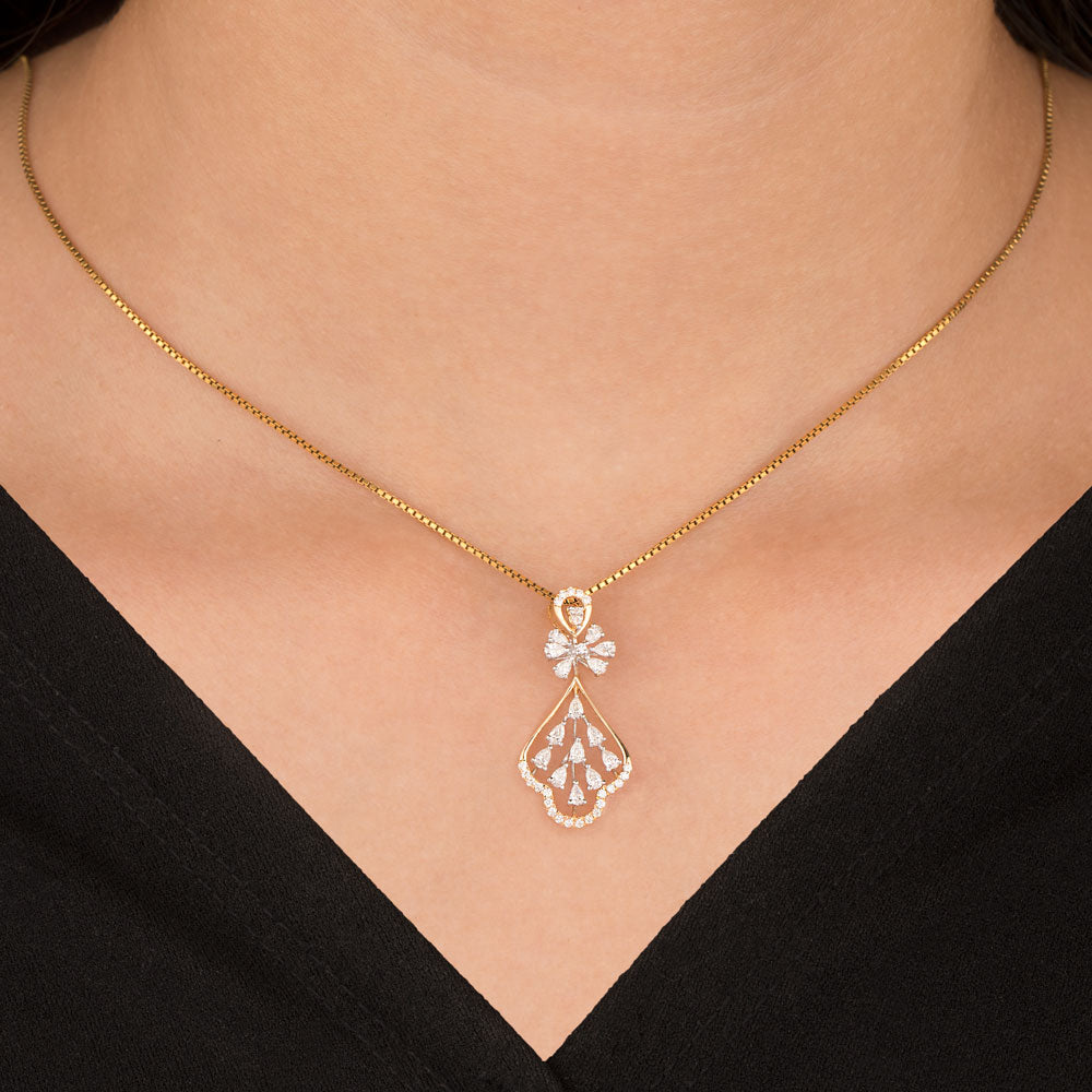 18K Two Tone Gold Diamond Pendant - 0.559ct VVS-EF