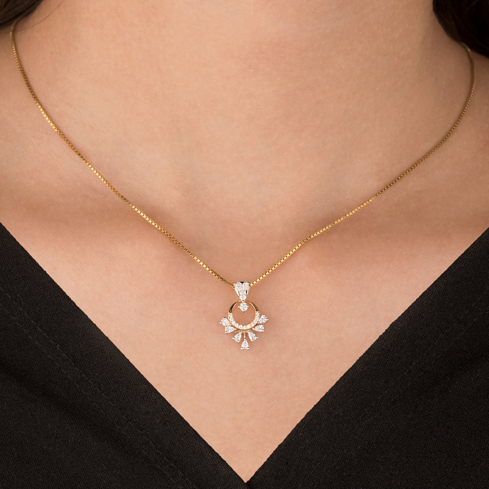 18K Two Tone Gold Diamond Pendant - 0.396ct VVS-EF