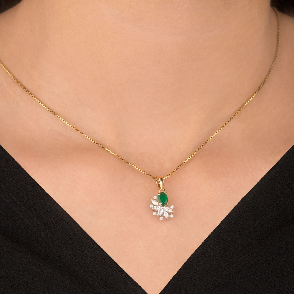 18K Two Tone Gold Diamond Pendant - 0.254ct VVS-VS-EF with Colour Stones