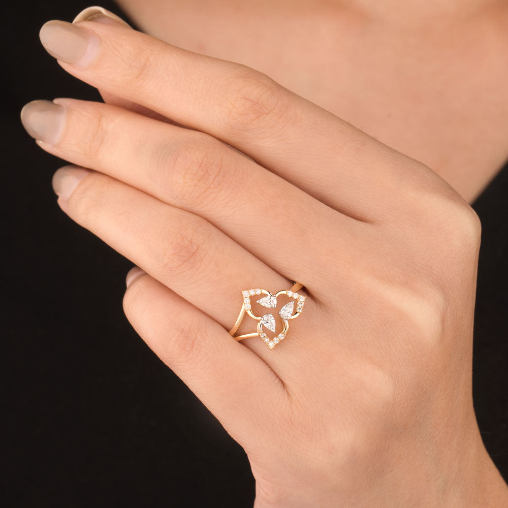 18K Two Tone Gold Diamond Ring - 0.304ct VVS-VS-EF