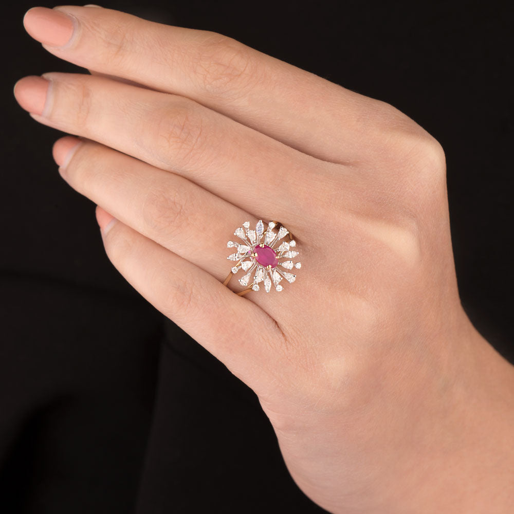 18K Two Tone Gold Diamond Ring - 0.513ct VVS-EF with Colour Stones