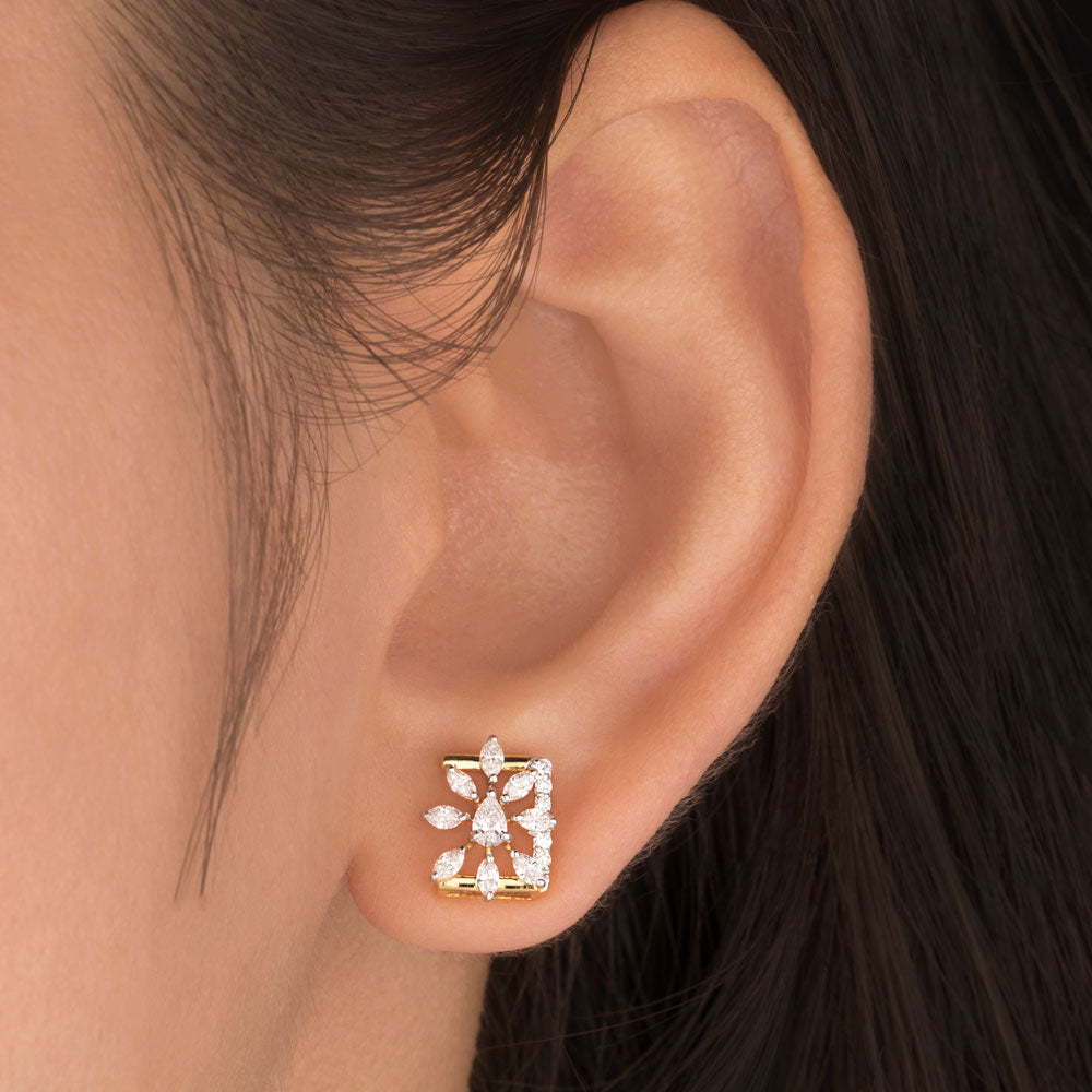 18K Two Tone Gold Diamond Earrings - 0.569ct VVS-VS-EF