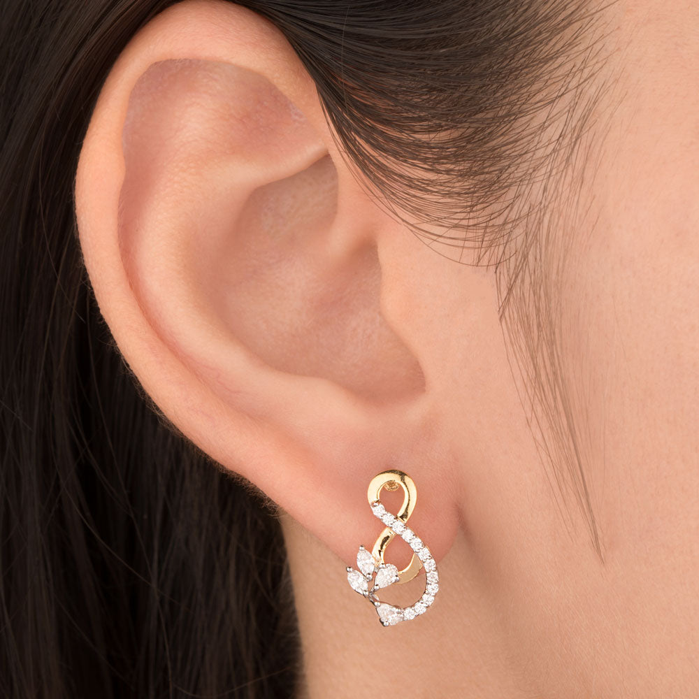 18K Two Tone Gold Diamond Earrings - 0.4ct VVS-VS-EF