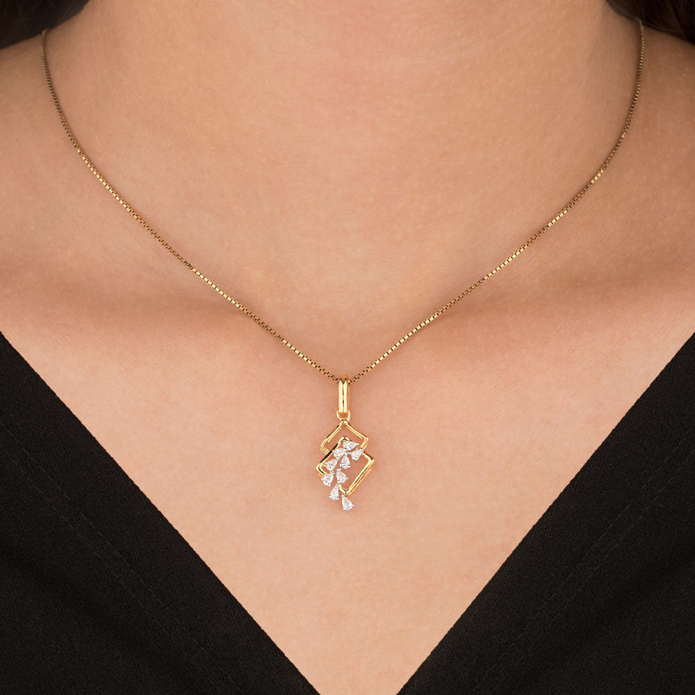 18K Two Tone Gold Diamond Pendant - 0.23ct VVS-VS-EF