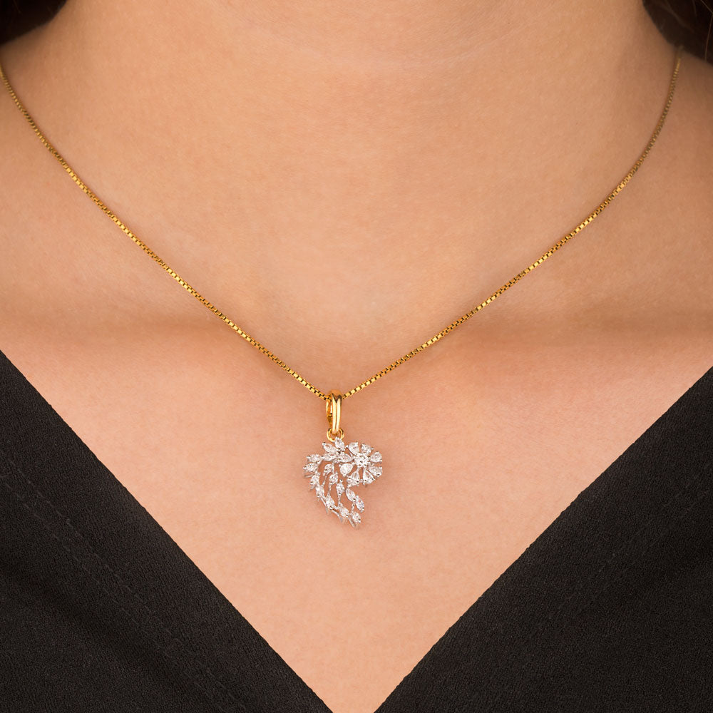 18K Two Tone Gold Diamond Pendant - 0.53ct VVS-EF