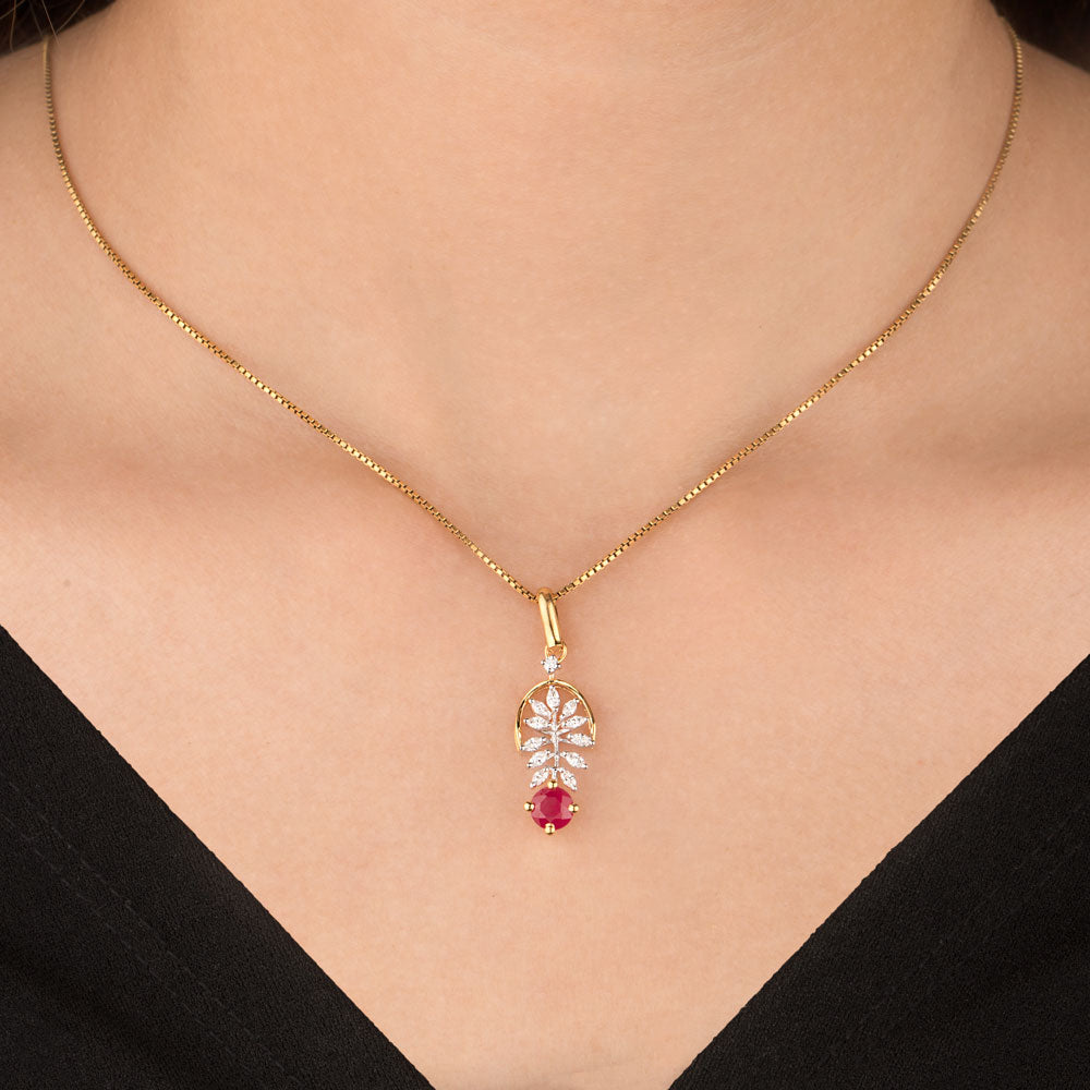 18K Two Tone Gold Diamond Pendant - 0.25ct VVS-EF with Colour Stones