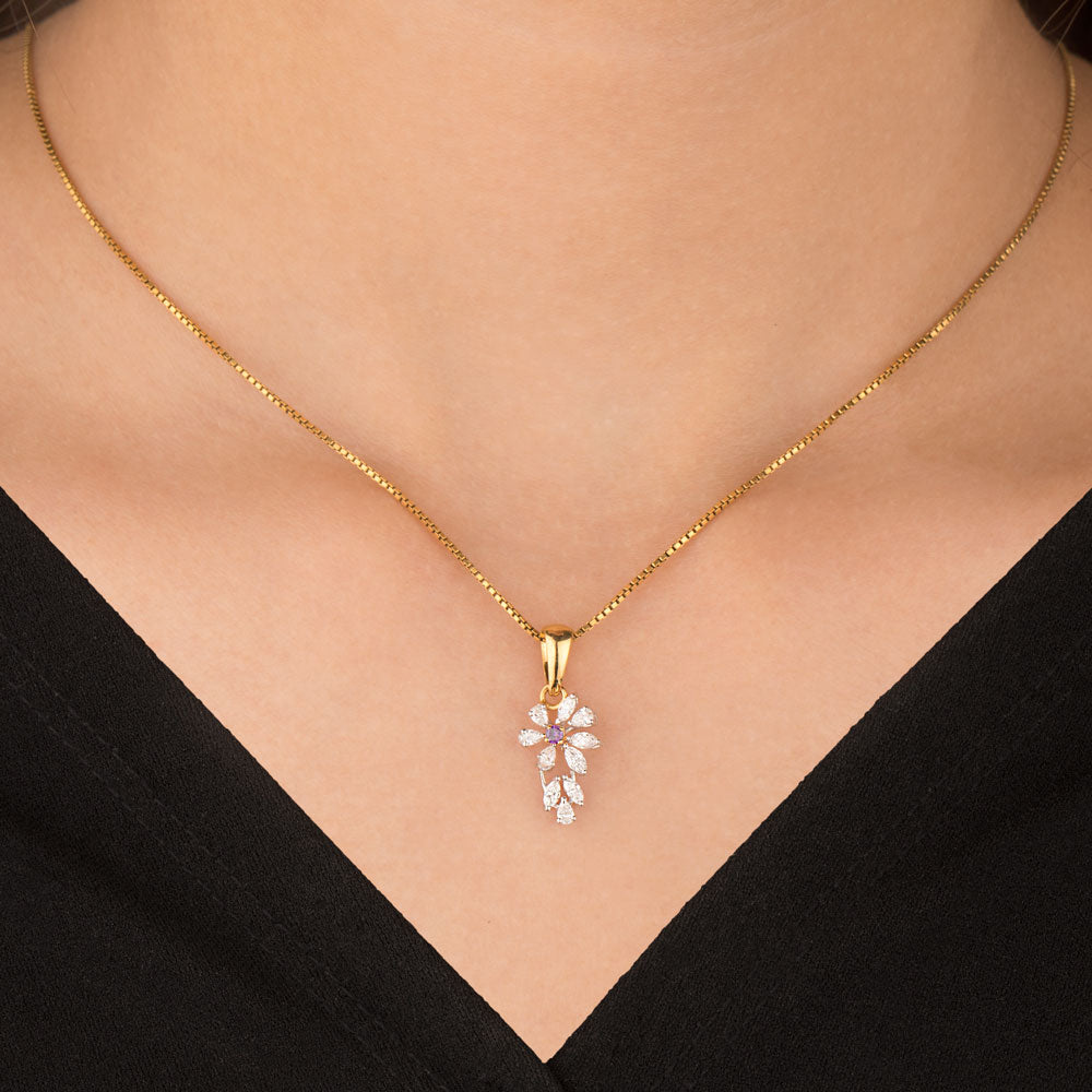 18K Two Tone Gold Diamond Pendant - 0.37ct VVS-EF with Colour Stones