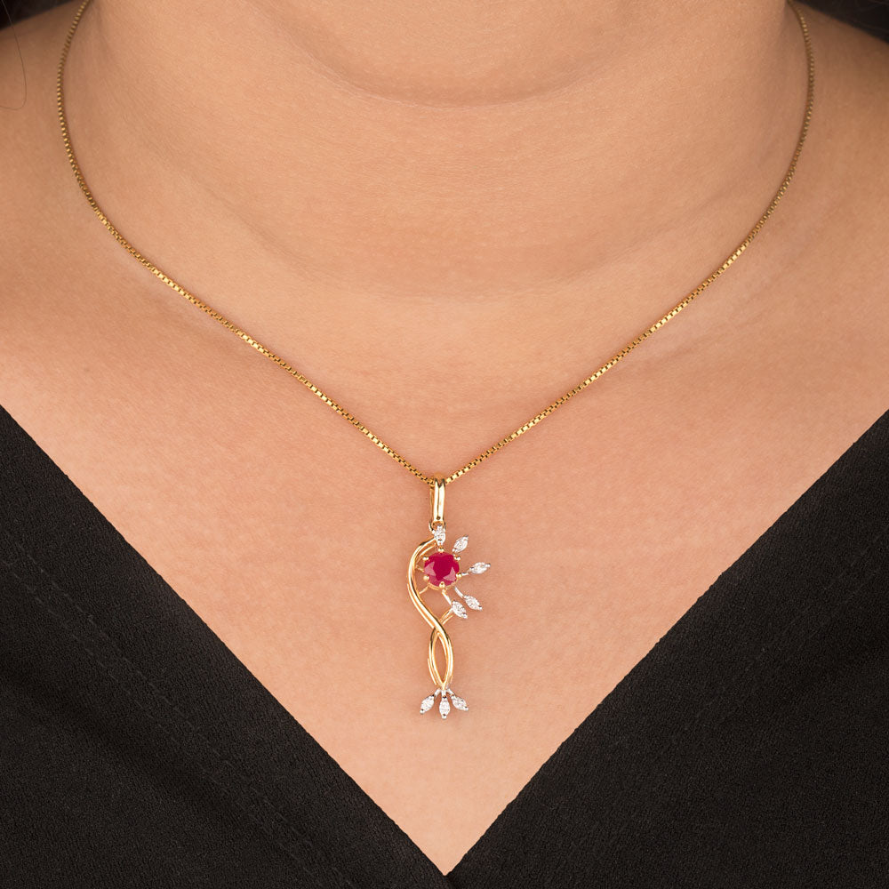 18K Two Tone Gold Diamond Pendant - 0.16ct VVS-EF with Colour Stones