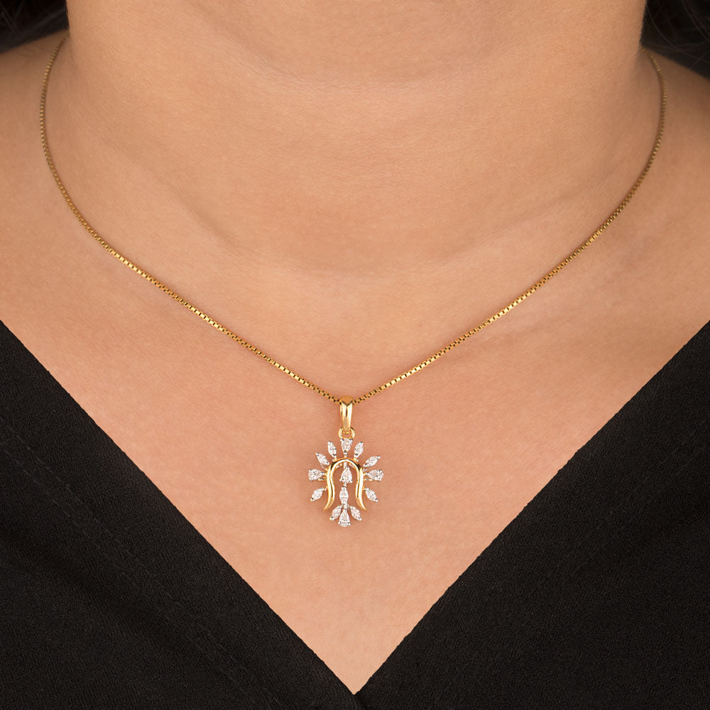 18K Two Tone Gold Diamond Pendant - 0.35ct VVS-EF