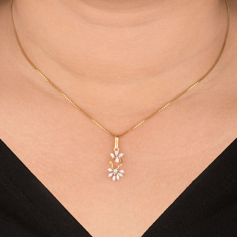 18K Two Tone Gold Diamond Pendant - 0.26ct VVS-EF