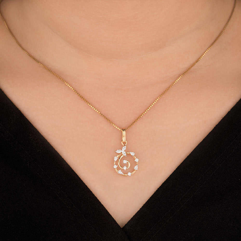 18K Two Tone Gold Diamond Pendant - 0.335ct VVS-EF