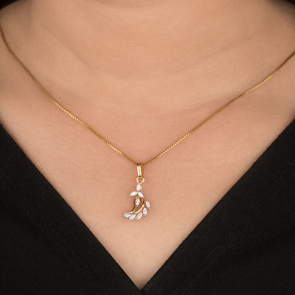 18K Two Tone Gold Diamond Pendant - 0.35ct VVS-EF
