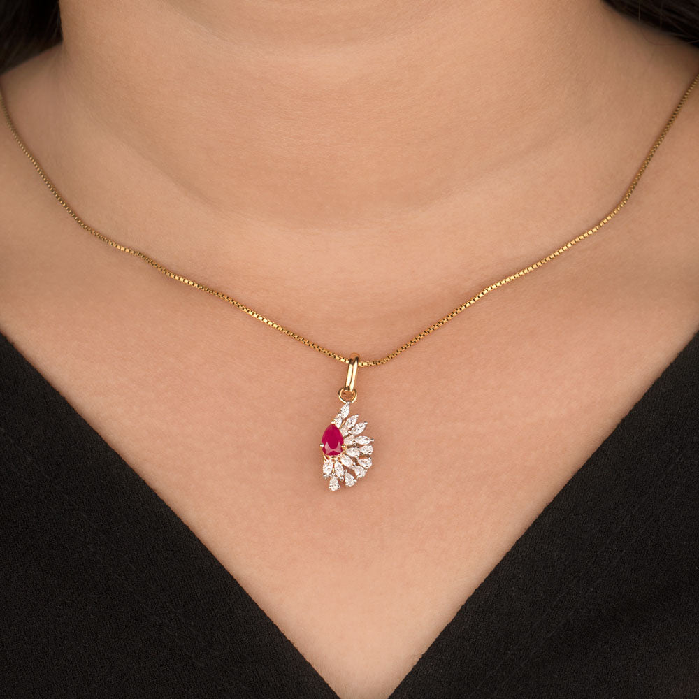 18K Two Tone Gold Diamond Pendant - 0.53ct VVS-EF with Colour Stones