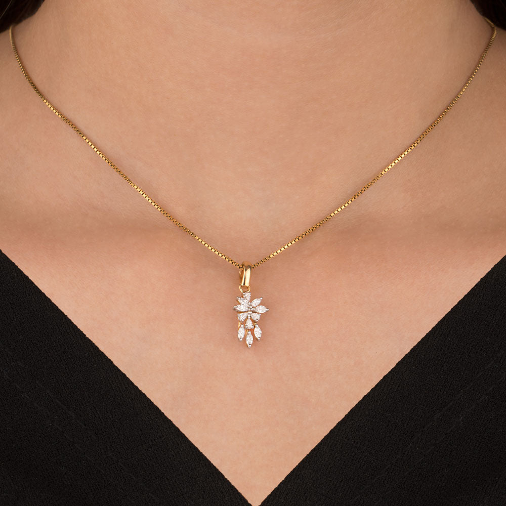18K Two Tone Gold Diamond Pendant - 0.44ct VVS-EF