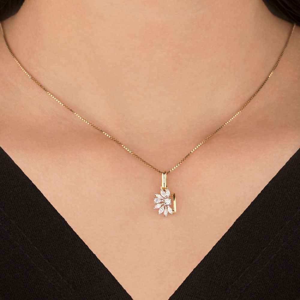 18K Two Tone Gold Diamond Pendant - 0.325ct VVS-EF