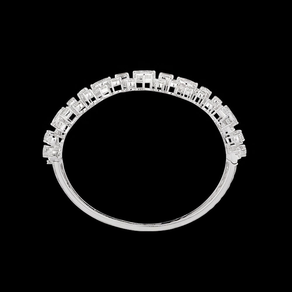 14K White Gold Diamond Kada - 16.735ct VVS-VS-HI