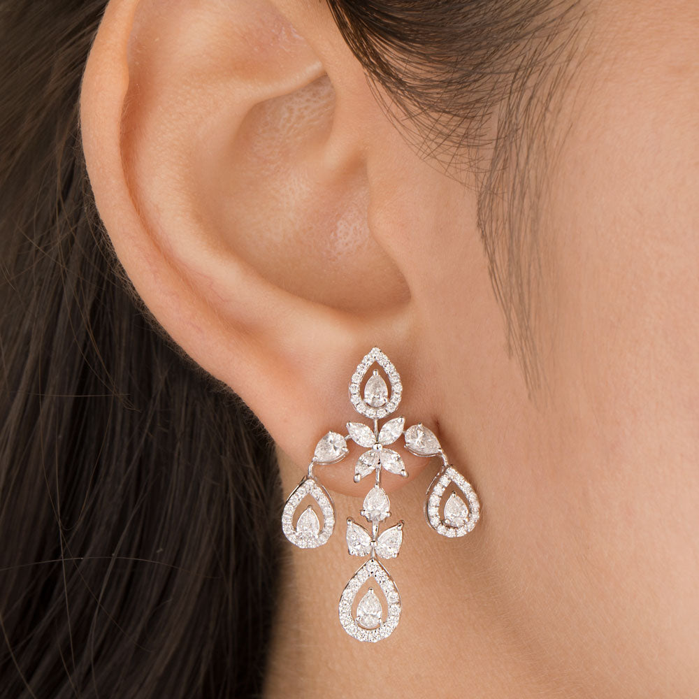 18K White Gold Diamond Earrings - 2.724ct VVS-VS-GH