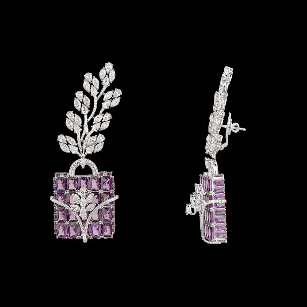 14K White Gold Diamond Earrings - 17.78ct VVS-VS-IJ with Colour Stones