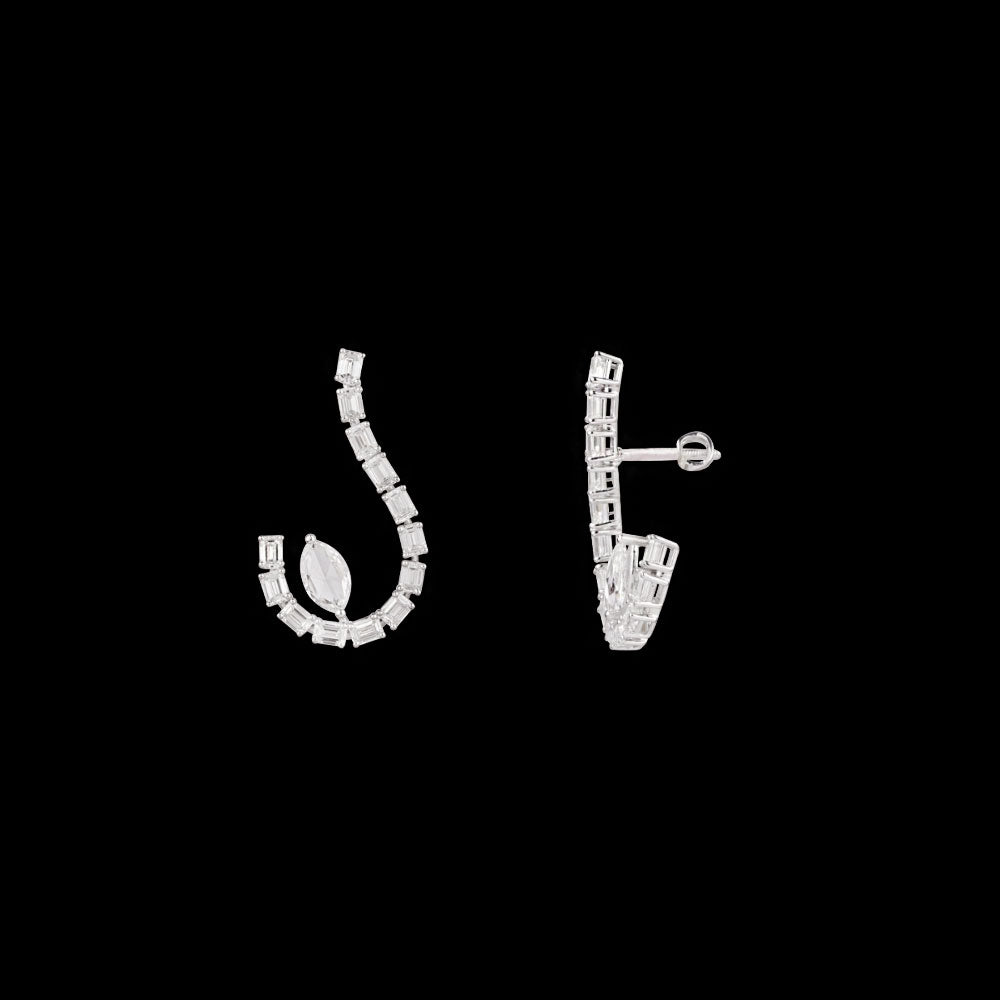 14K White Gold Diamond Earrings - 3.931ct VVS-VS-EF