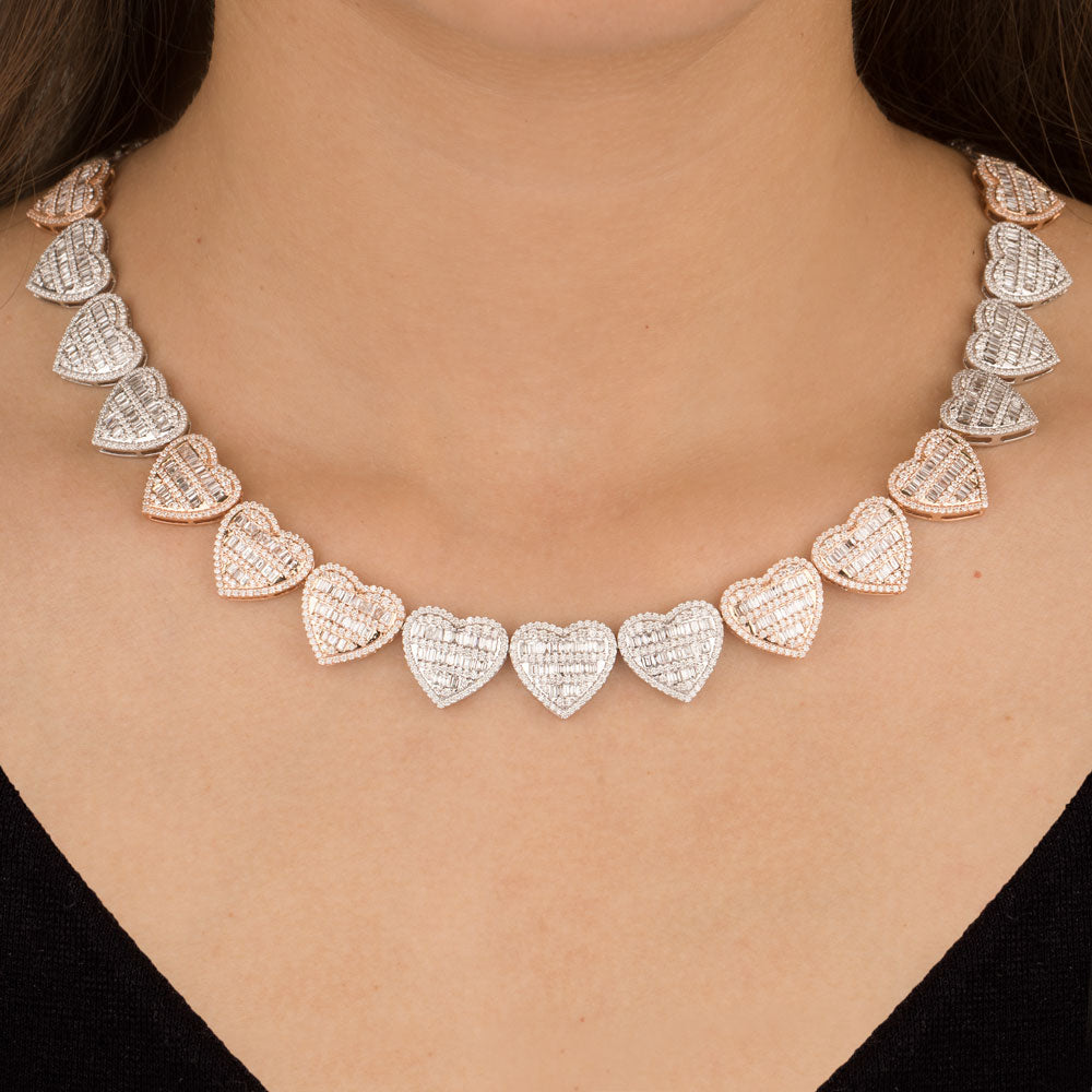 18K Two Tone Gold Diamond Necklace - 13.874ct VVS-VS-GH