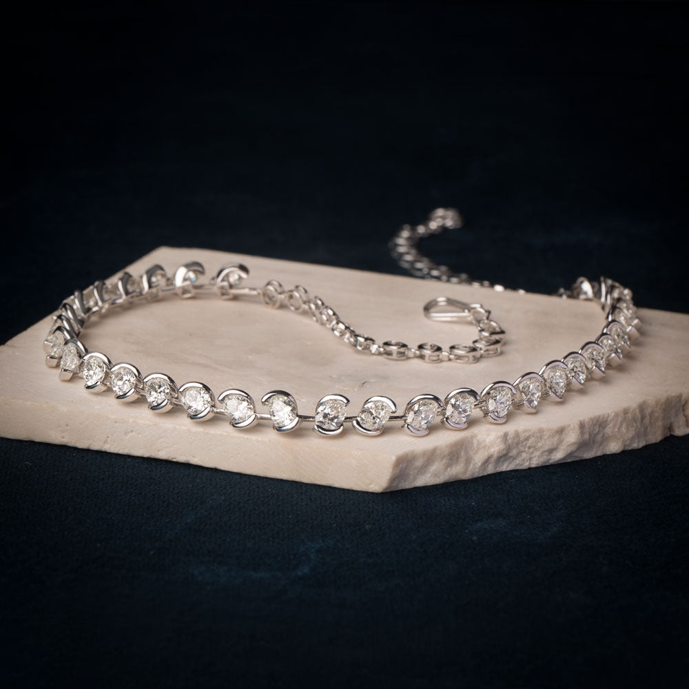 14K White Gold Diamond Necklace - 15.562ct VVS-VS-GH