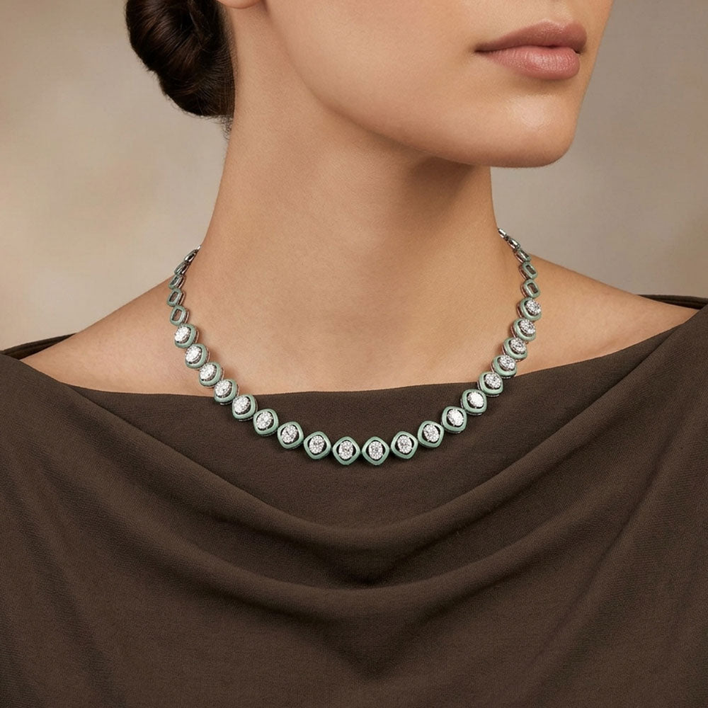 14K White Gold Diamond Necklace - 9.647ct VS-SI-GH