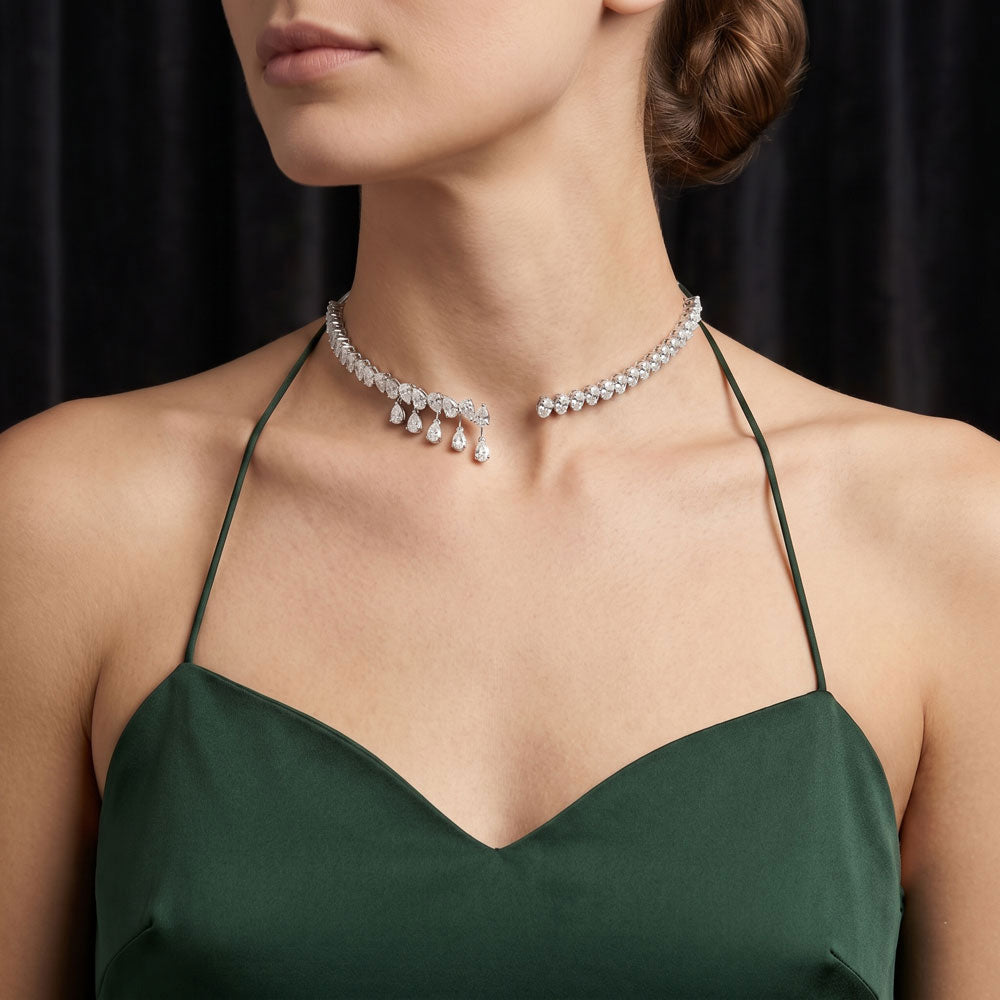 14K White Gold Diamond Necklace - 15.891ct VS-SI-HI