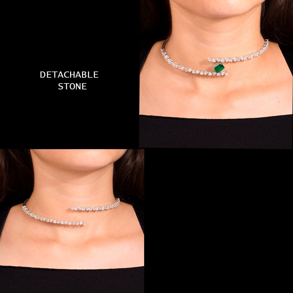 18K White Gold Diamond Necklace - 11.353ct VS-SI-FG with Colour Stones