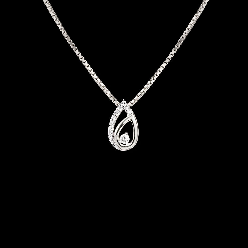 18K White Gold Diamond Pendant - 0.1ct SI-IJ
